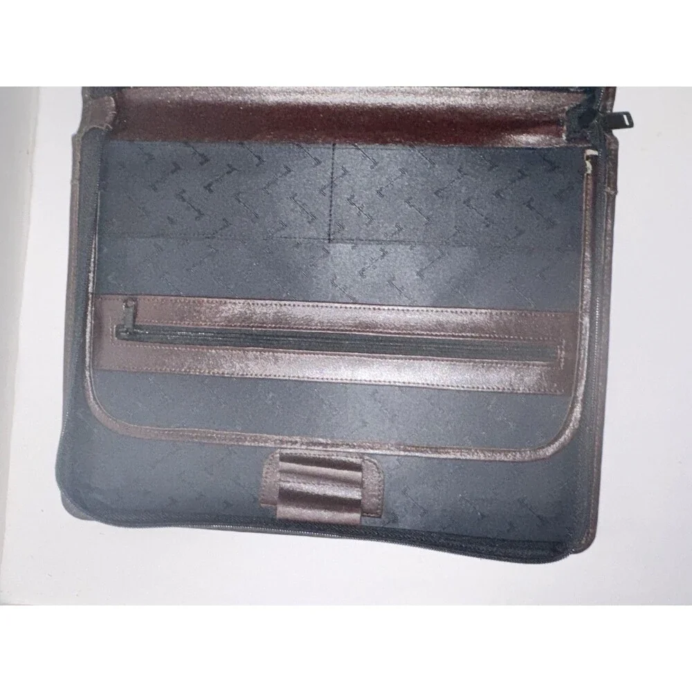 Vintage Samsill 70734 Brown Zip Portfolio Organizer Executive Padfolio
